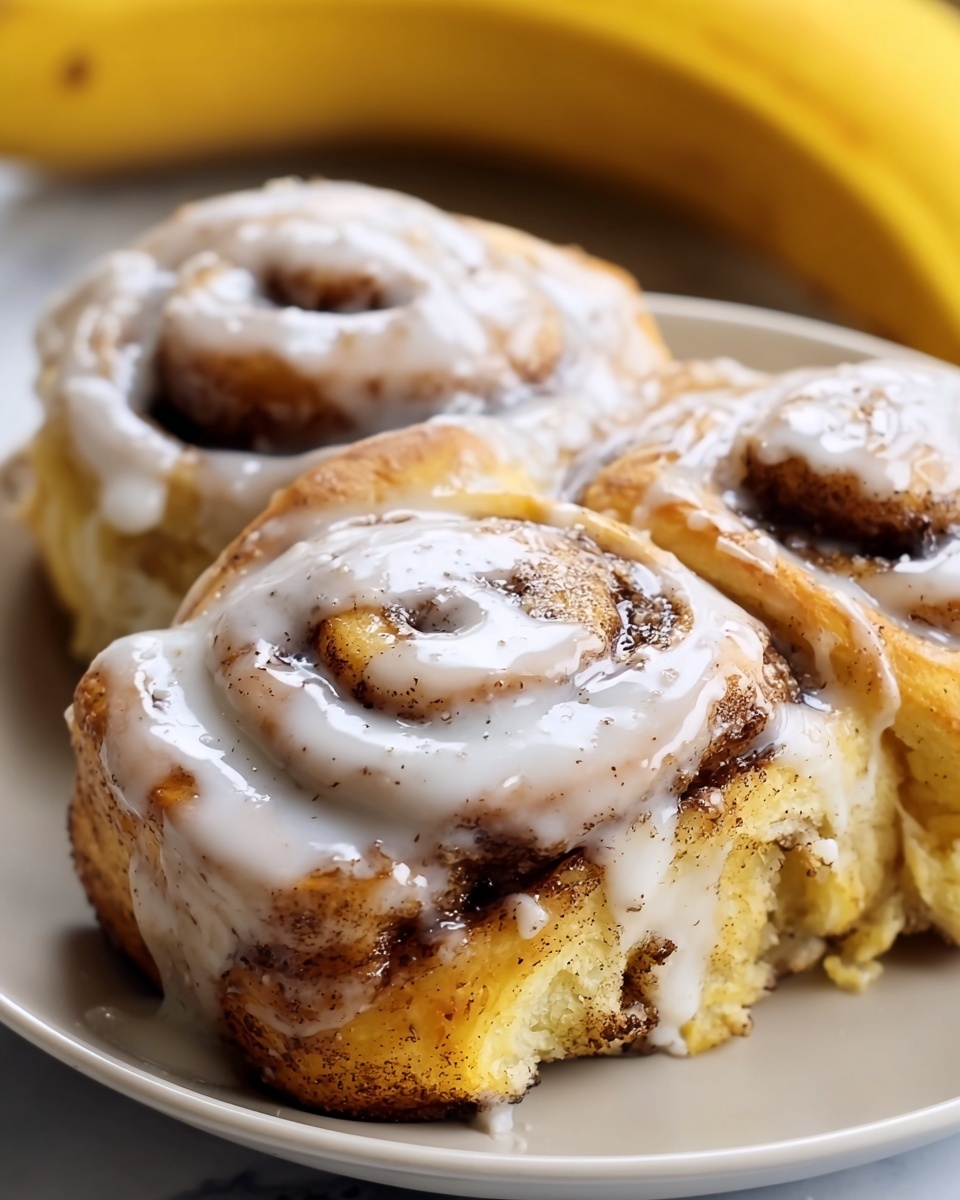Banana Bread Cinnamon Rolls with Cream Cheese Icing Recipe - Recipe Image