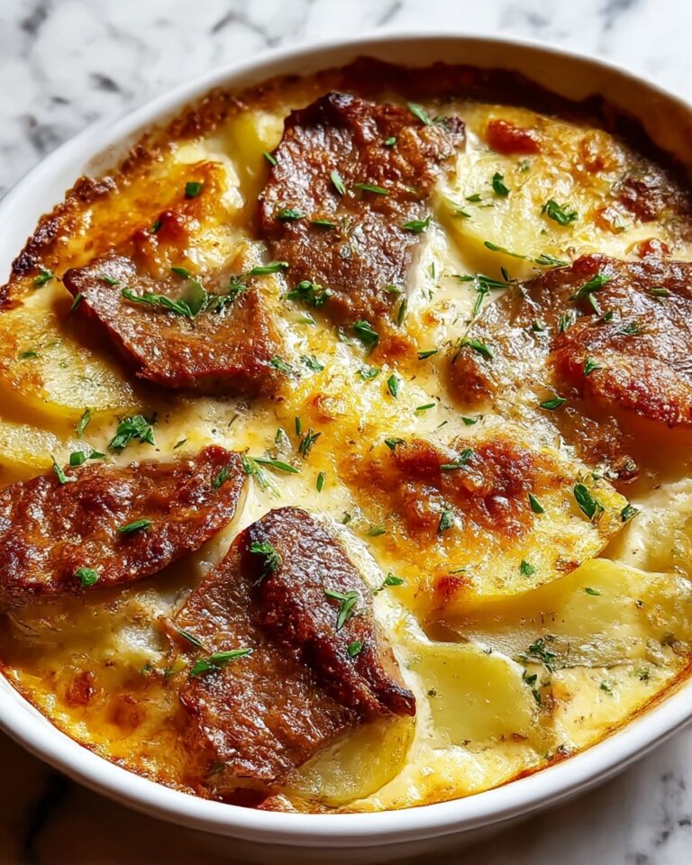 Hearty Smothered Beef Chop Scalloped Potato Casserole Recipe