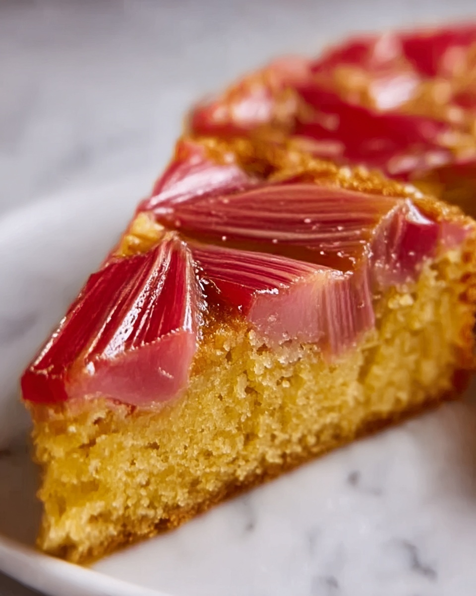 Upside-Down Rhubarb Cake with Caramel Swirls Recipe - Recipe Image