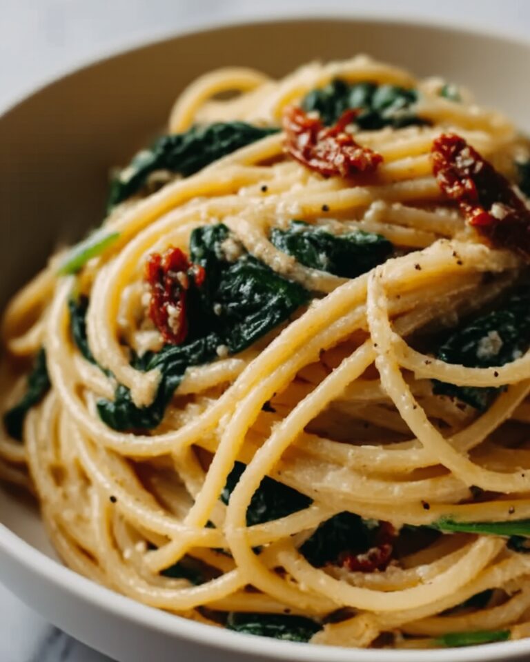 Spaghetti & Spinach with Sun-Dried Tomato Cream Sauce Recipe
