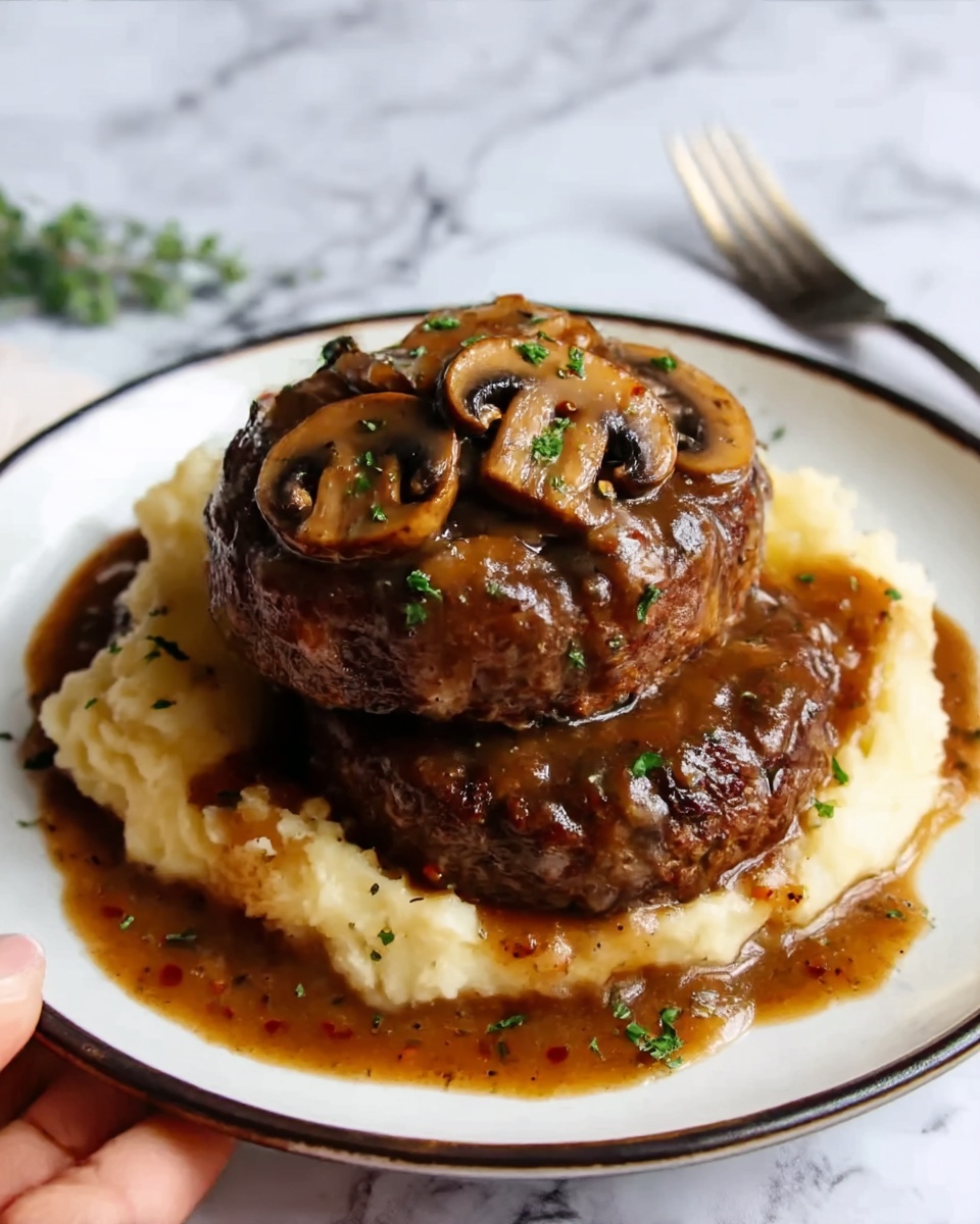 Bobby Flay Salisbury Steak with Mushroom Gravy Recipe - Recipe Image
