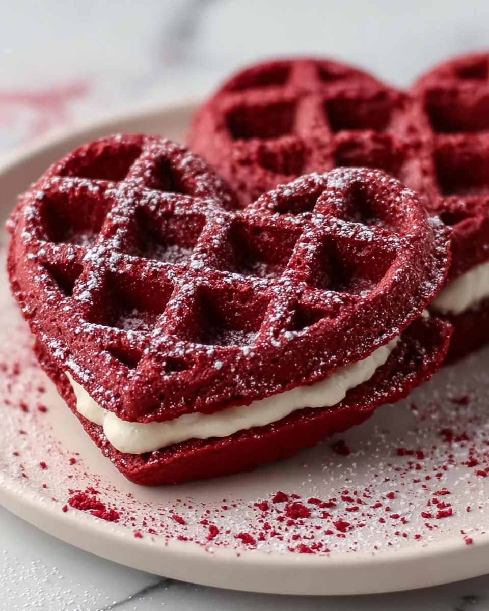 Heart-Shaped Red Velvet Waffles Recipe - Recipe Image