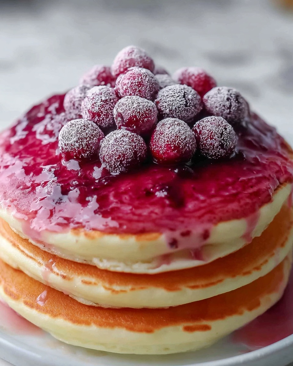 Fluffy Pink Pancakes with White Chocolate Maple Syrup Recipe - Recipe Image