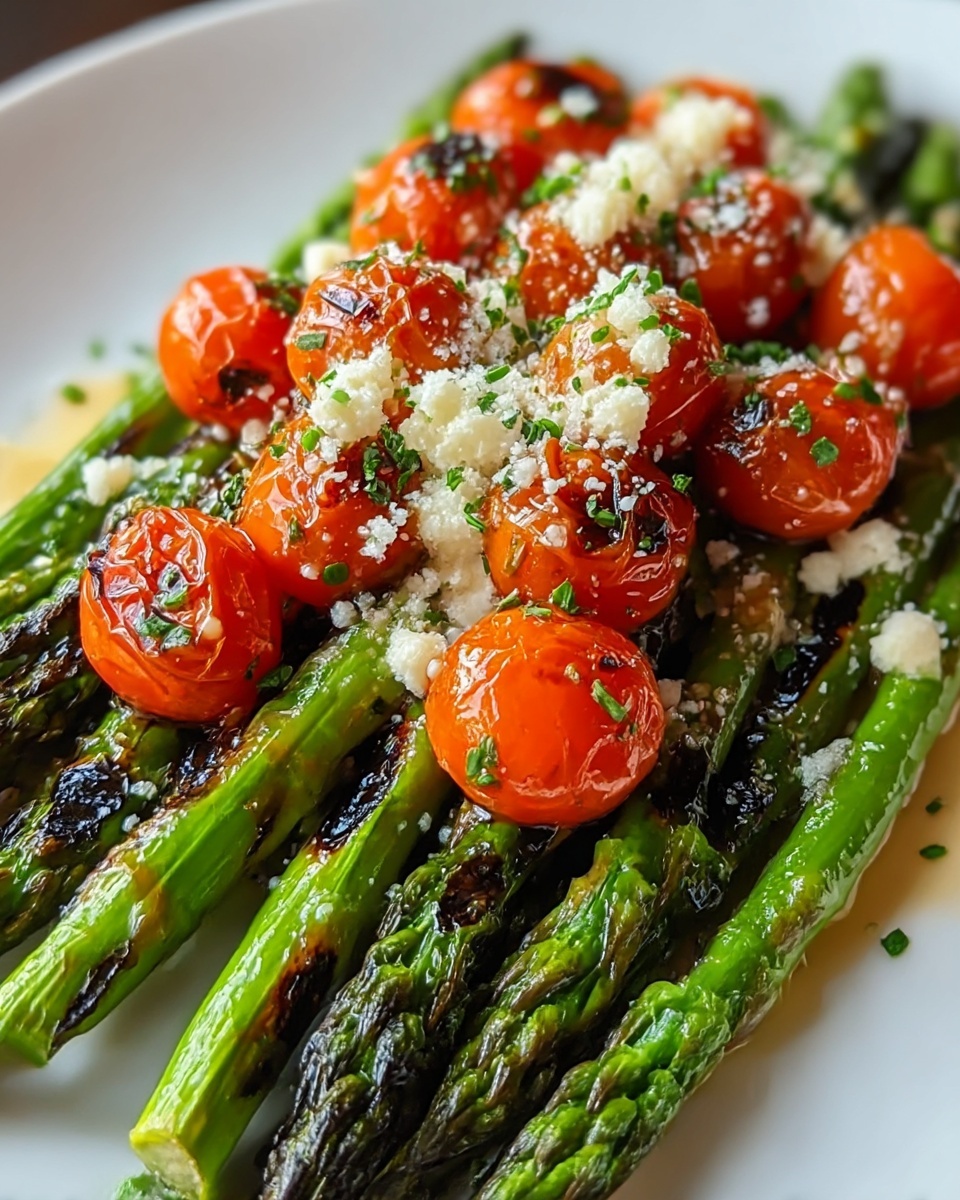 Parmesan Roasted Asparagus with Tomatoes and Balsamic Recipe - Recipe Image
