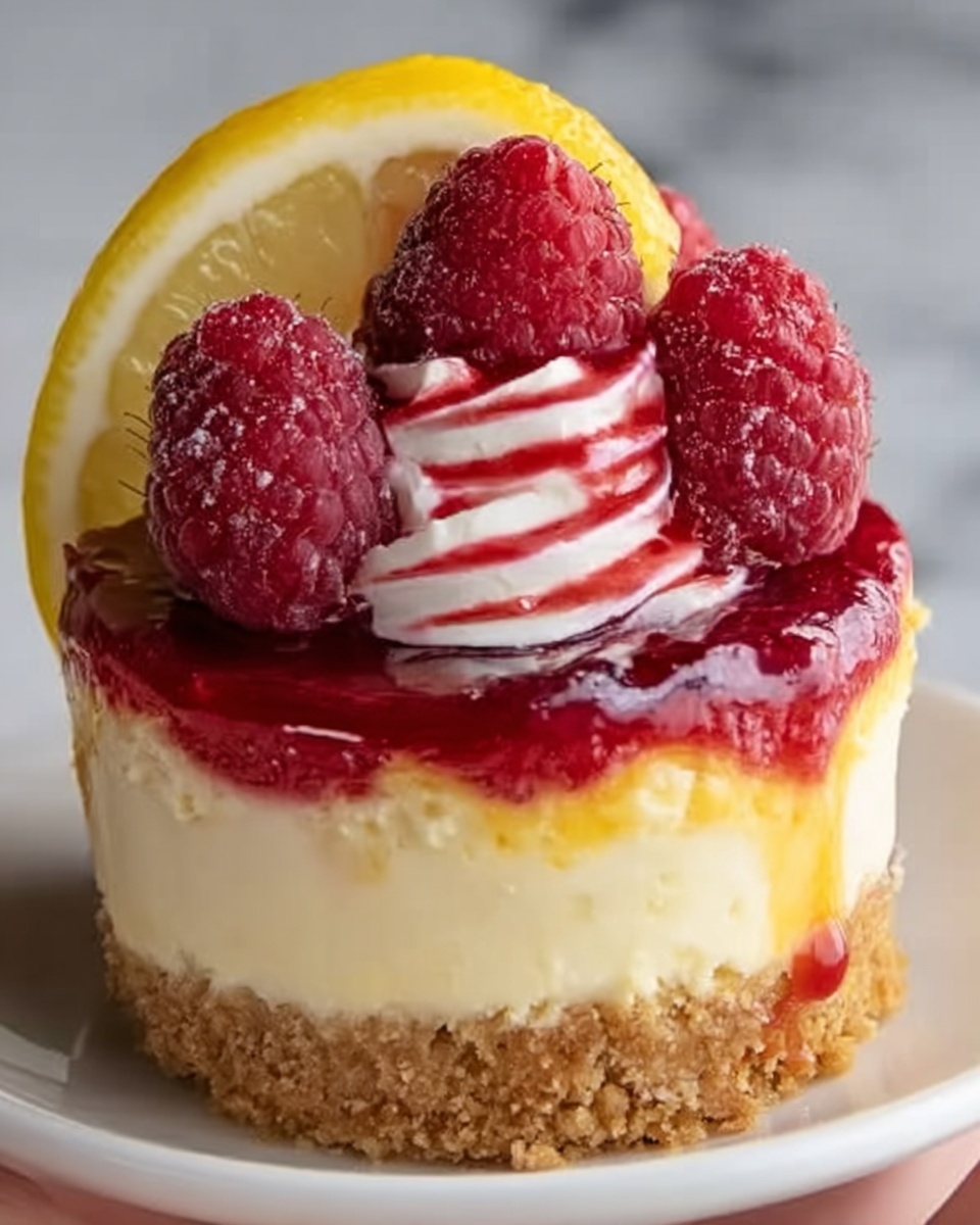 No Bake Raspberry Lemon Swirl Cheesecake Recipe - Recipe Image