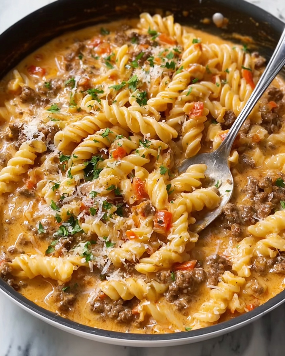 One Pot Beef and Garlic Butter Pasta Recipe - Recipe Image