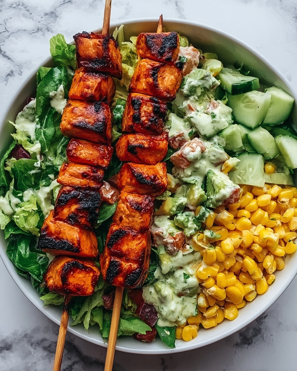 BBQ Chicken Skewer Salad Recipe - Recipe Image
