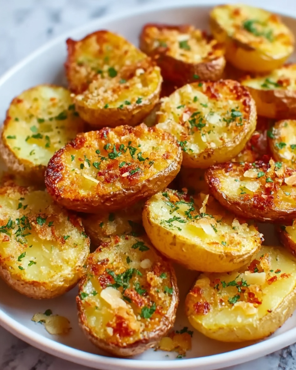 Crispy Garlic Parmesan Crusted Potatoes Recipe - Recipe Image