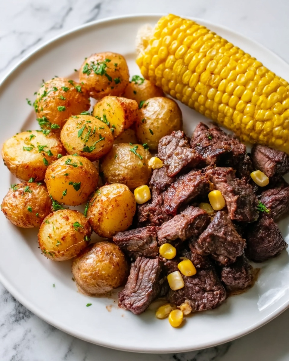 Slow Cooker Steak, Potatoes, and Corn Recipe - Recipe Image