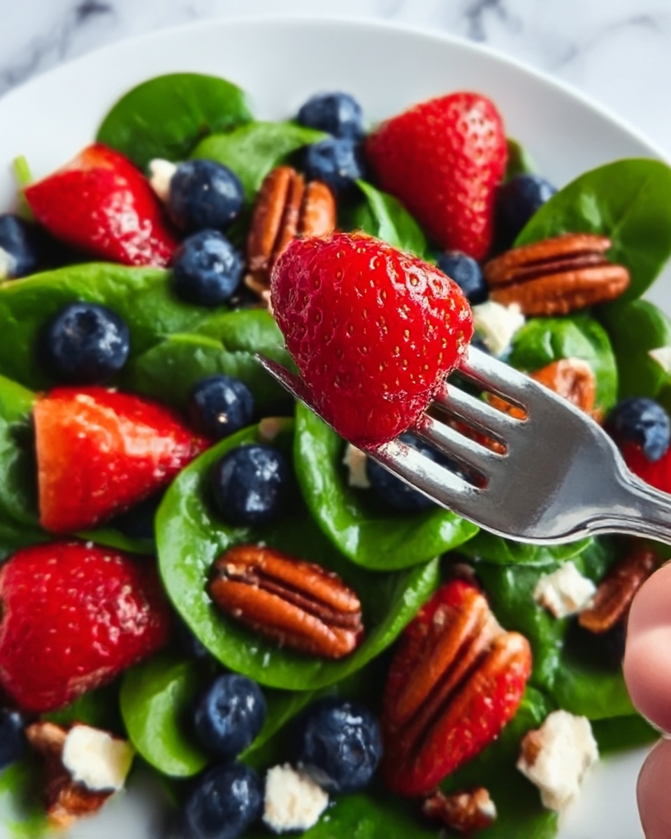 Strawberry & Blueberry Spinach Salad with Pecans and Feta Recipe - Recipe Image