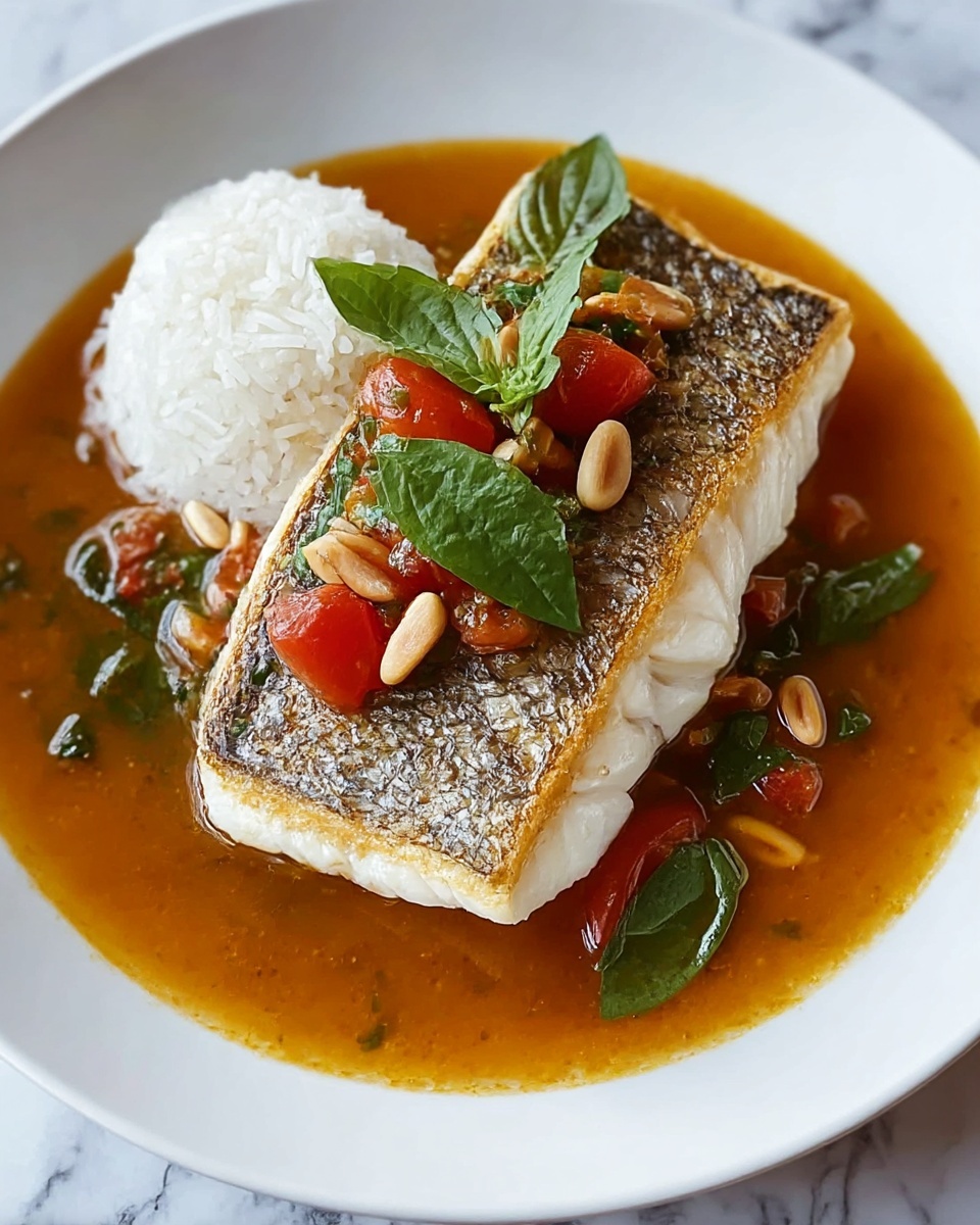 Tomato Poached Fish with Chili Oil and Herbs Recipe - Recipe Image