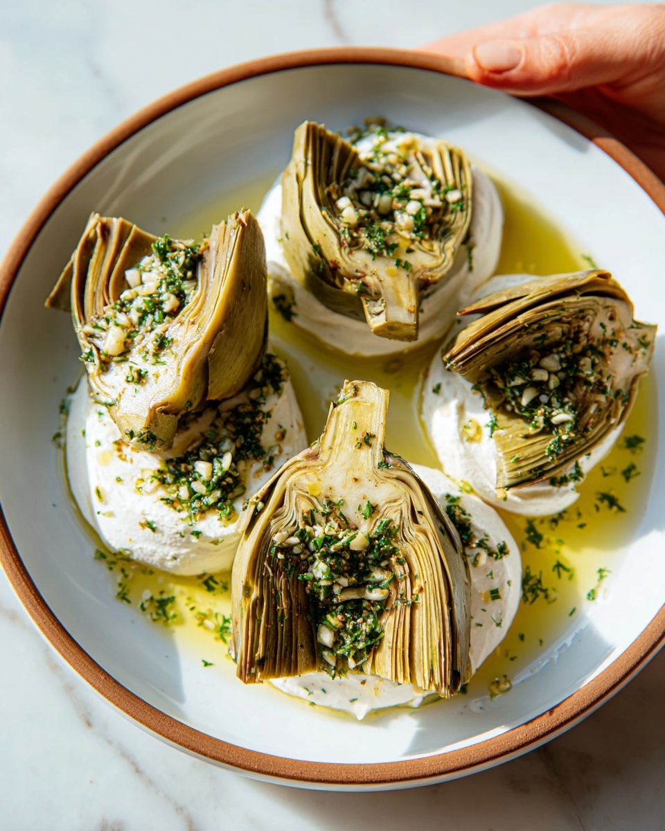 Artichokes on Whipped Ricotta with Herb Gremolata Recipe - Recipe Image