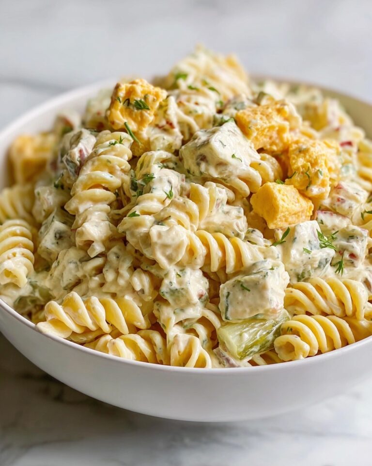 The Best Creamy Dill Pickle Pasta Salad Recipe