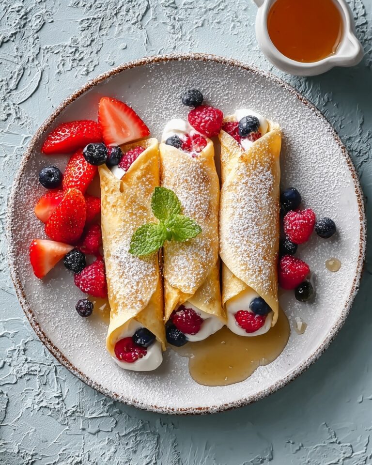 French Toast Roll-Ups with Fresh Strawberries and Blueberries Recipe