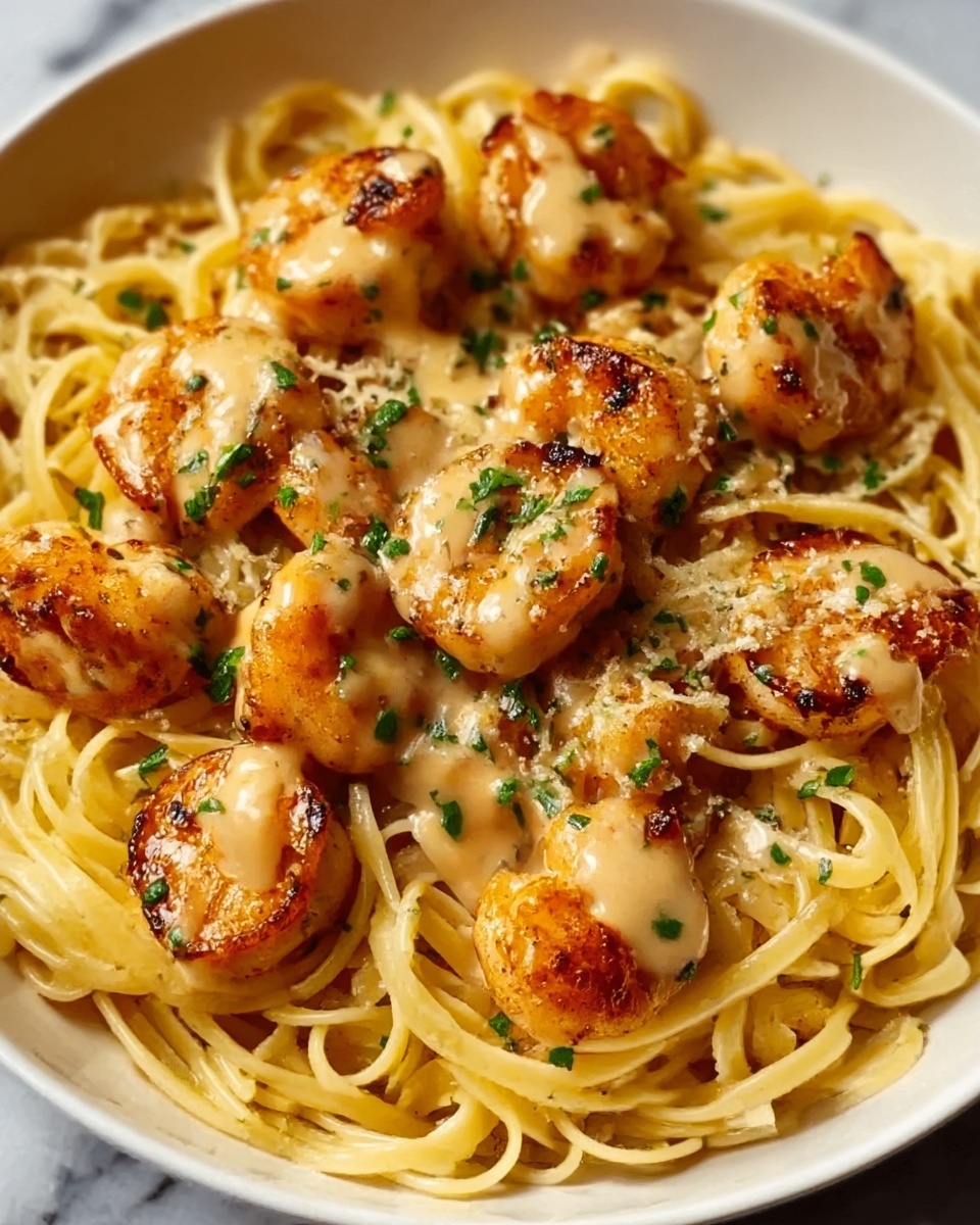 Garlic Butter Chicken Bites with Creamy Parmesan Pasta Recipe - Recipe Image