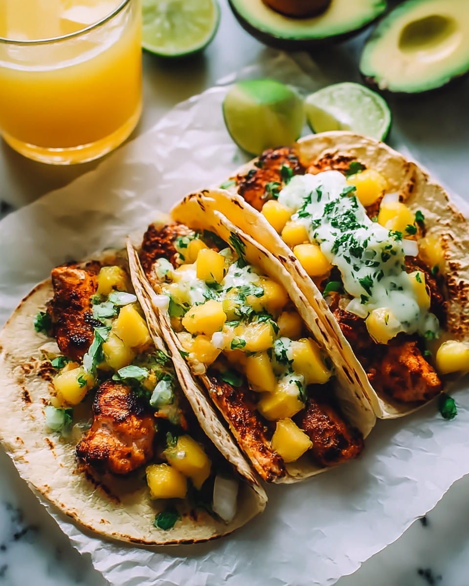 Crispy BBQ Salmon Tacos with Avocado Mango Salsa and Jalapeño Recipe - Recipe Image