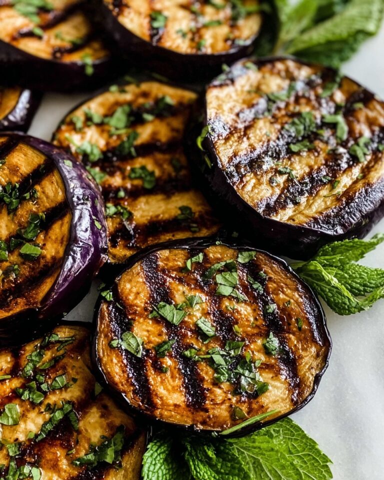 Grilled Eggplant with Garlic, Mint, and Asian-inspired Sauce Recipe