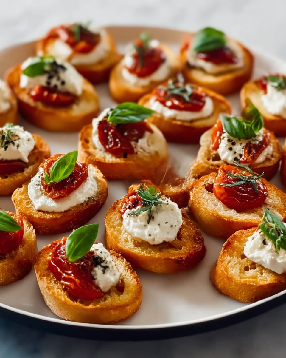 Roasted Tomato and Garlic Bruschetta Bites Recipe - Recipe Image