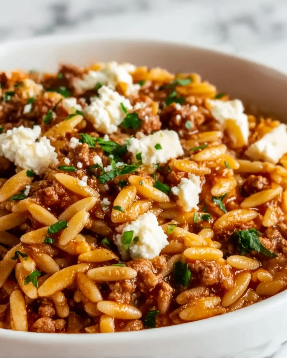 Manestra (Greek-Style Orzo with Ground Beef) Recipe - Recipe Image