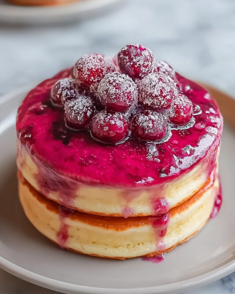 Fluffy Pink Pancakes with White Chocolate Maple Syrup Recipe