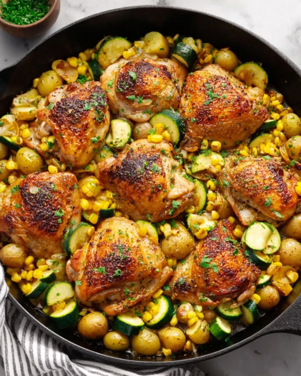 Garlic Butter Chicken with Zucchini and Corn Recipe - Recipe Image