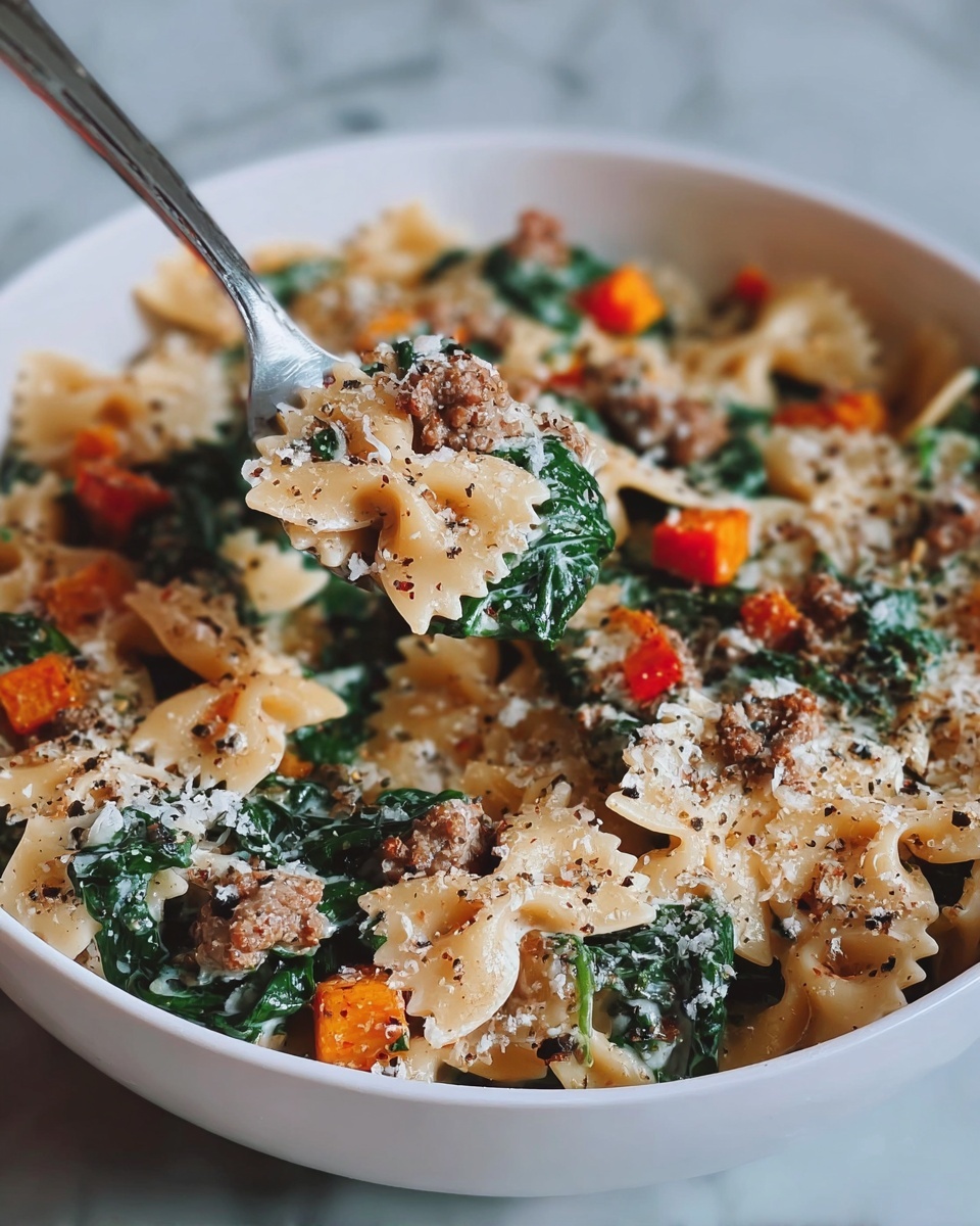 Butternut Squash Pasta with Sausage and Spinach Recipe - Recipe Image