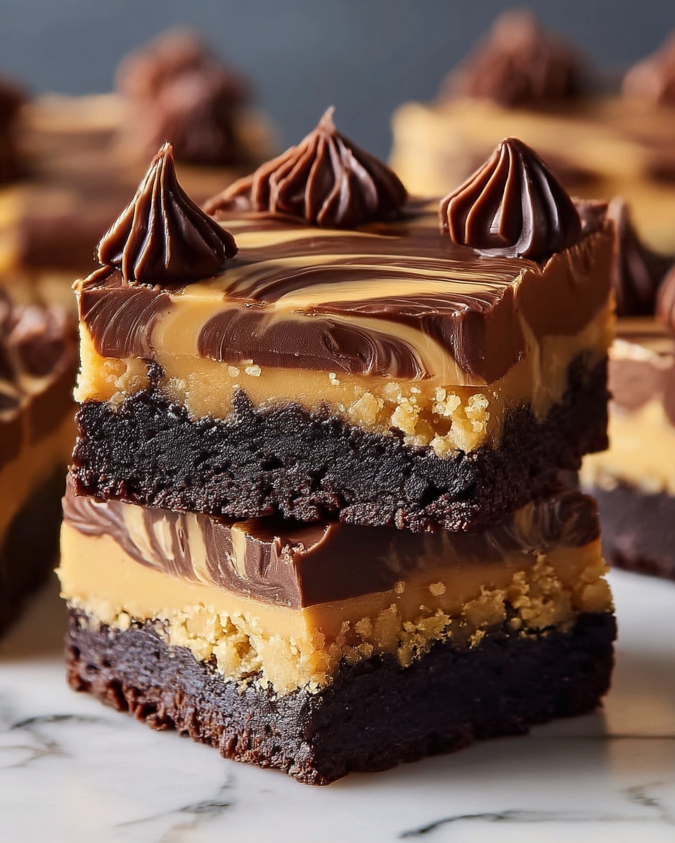 Fudge-Filled Peanut Butter Cake Bars Recipe - Recipe Image