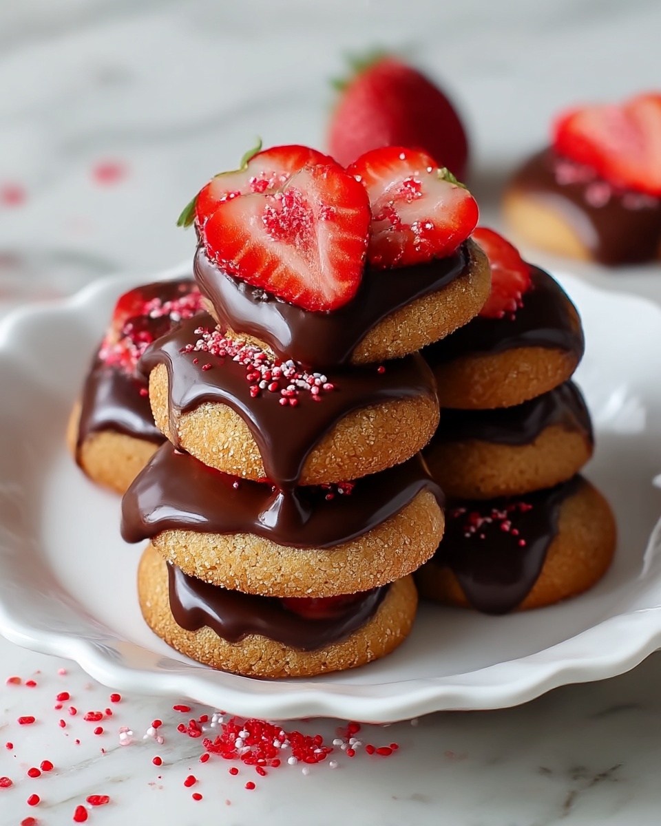 Chocolate Dipped Strawberry Cookies Recipe - Recipe Image
