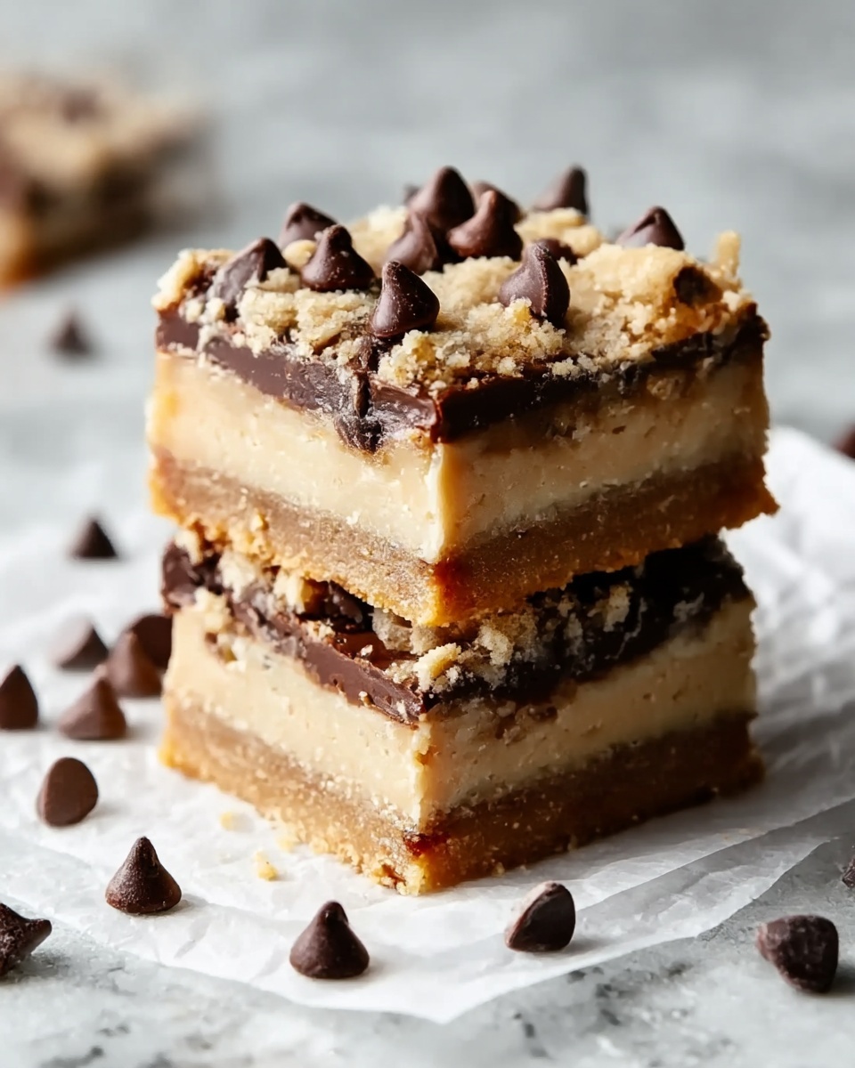 Peanut Butter Chocolate Chip Cookie Cheesecake Bars Recipe - Recipe Image