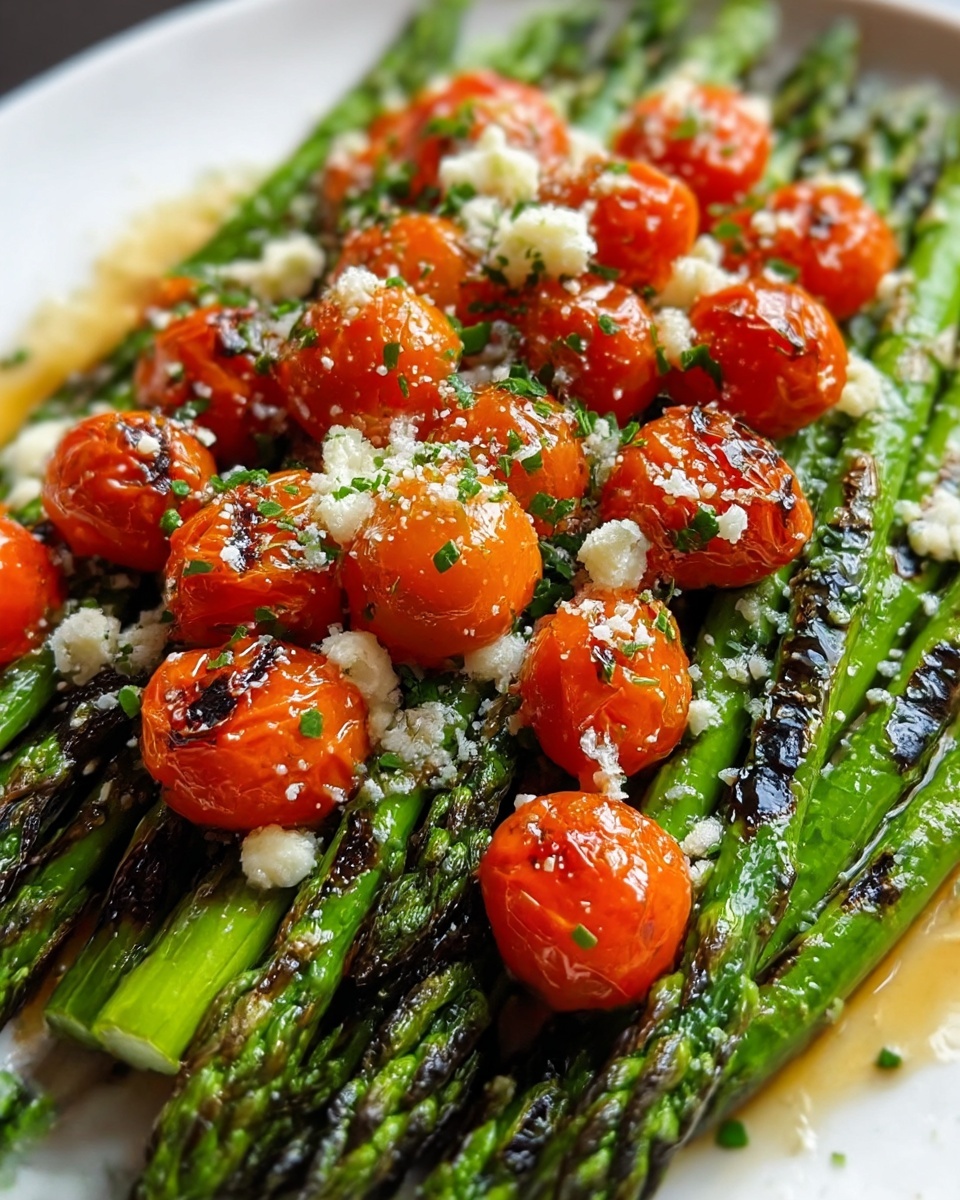 Parmesan Roasted Asparagus with Tomatoes and Balsamic Recipe - Recipe Image