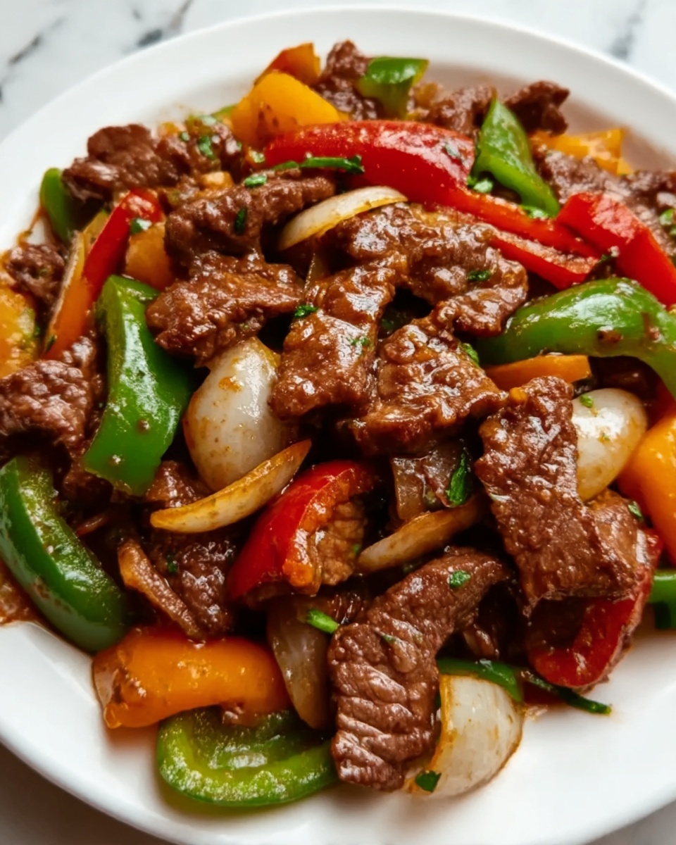 Pepper Steak with Bell Peppers and Onion Recipe - Recipe Image