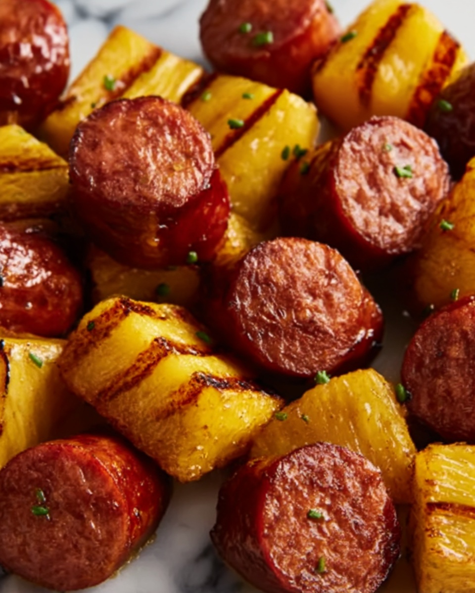 Pineapple Hasselback Kielbasa Bites Recipe - Recipe Image