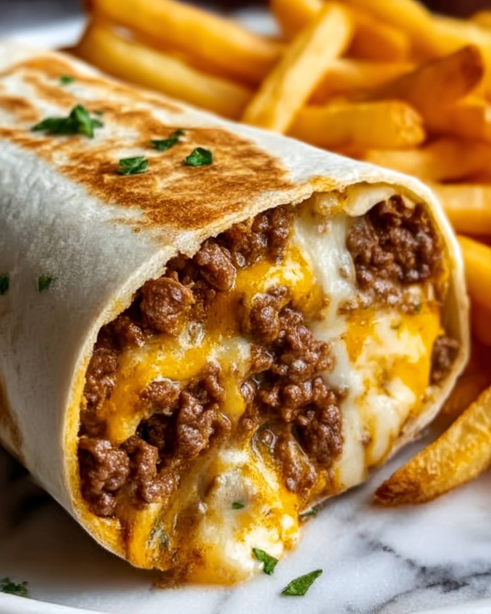 Cheesy Beef Burritos with Crispy Fries Recipe - Recipe Image