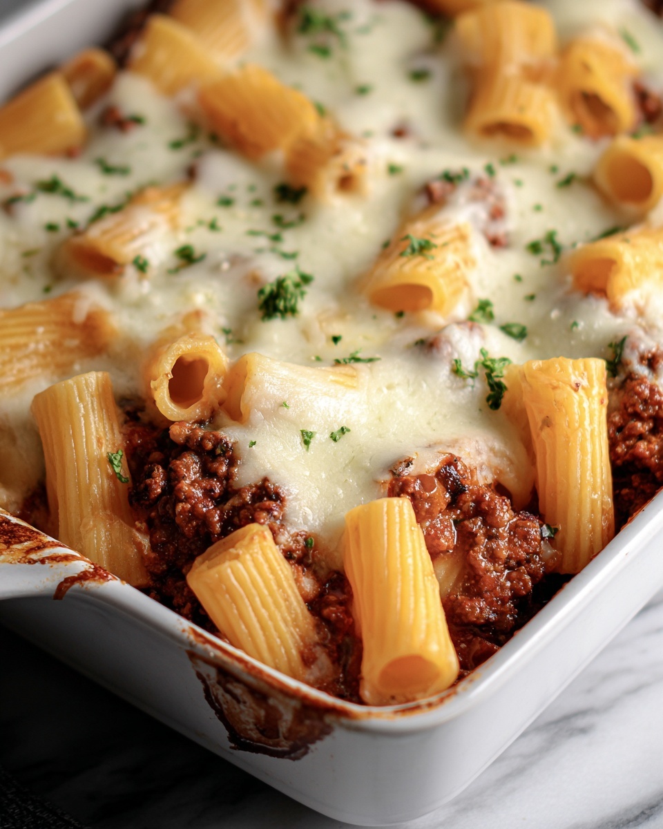 Baked Rigatoni Pasta with Tomato and Cheese Recipe - Recipe Image