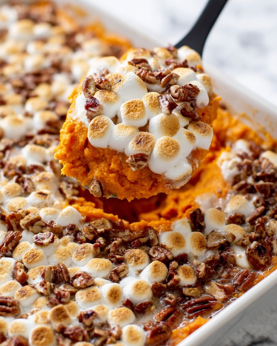 Classic Sweet Potato Casserole with Pecans and Marshmallows Recipe - Recipe Image