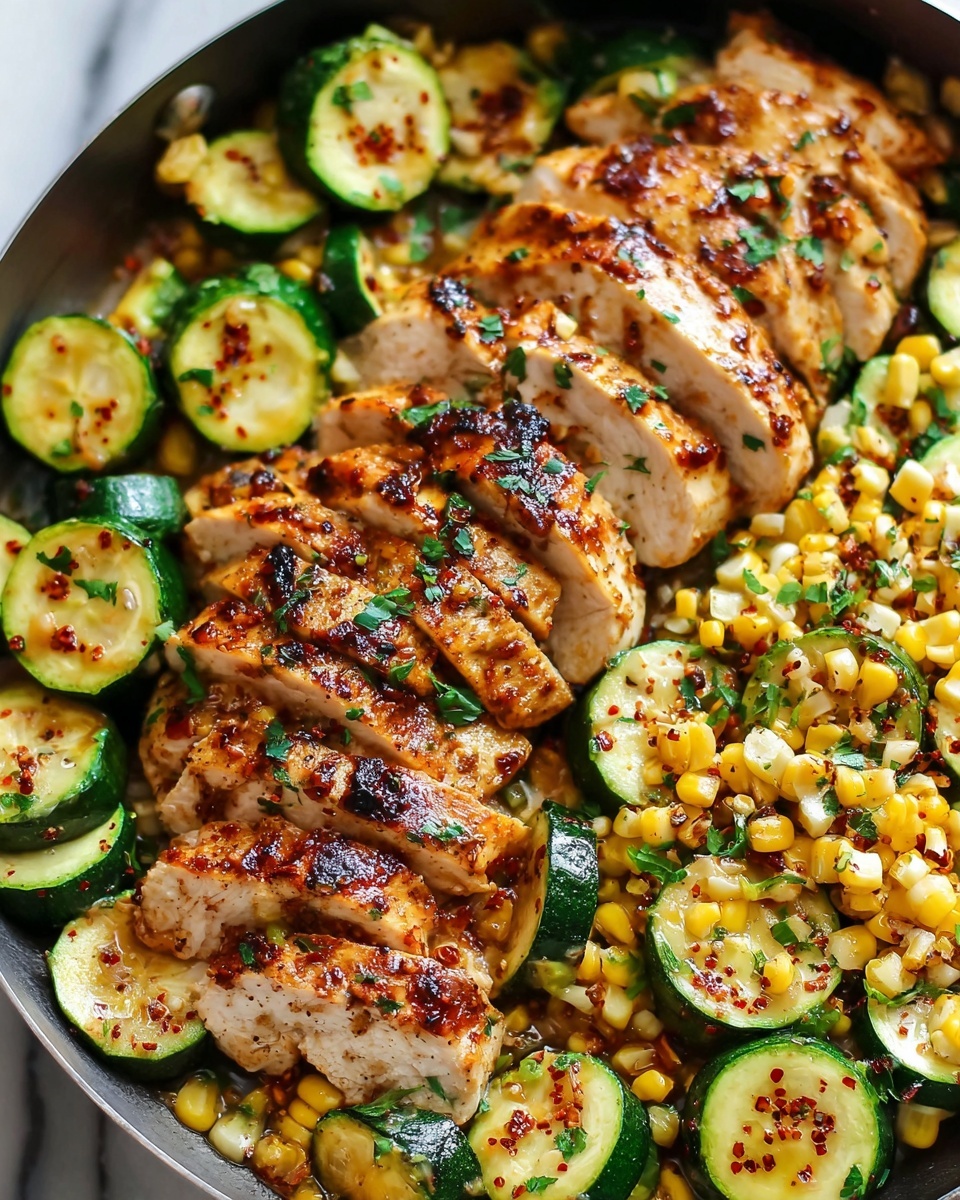 Garlic Butter Chicken with Zucchini & Corn Recipe - Recipe Image