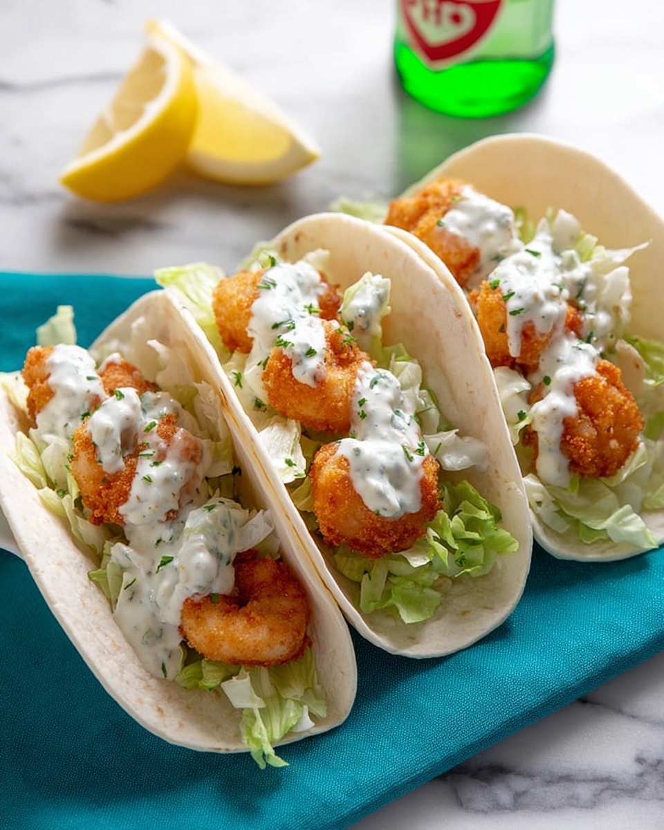 Beer Battered Shrimp Tacos with Cilantro Lime Cream Recipe - Recipe Image