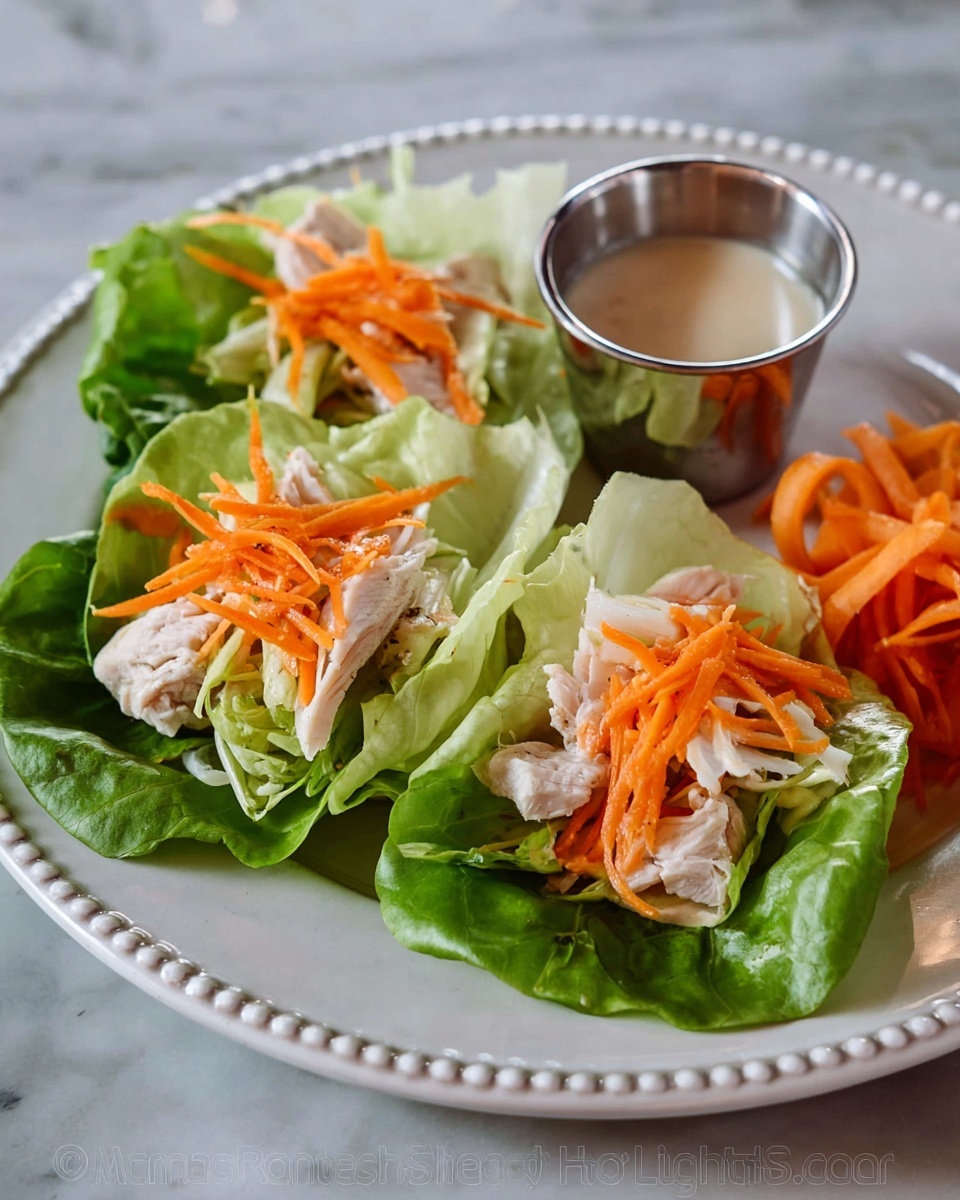 Chicken Lettuce Wraps with Peanut Ginger Sesame Sauce Recipe - Recipe Image