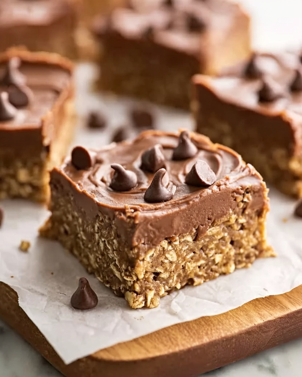 No-Bake Chocolate Oatmeal Cookie Bars Recipe - Recipe Image