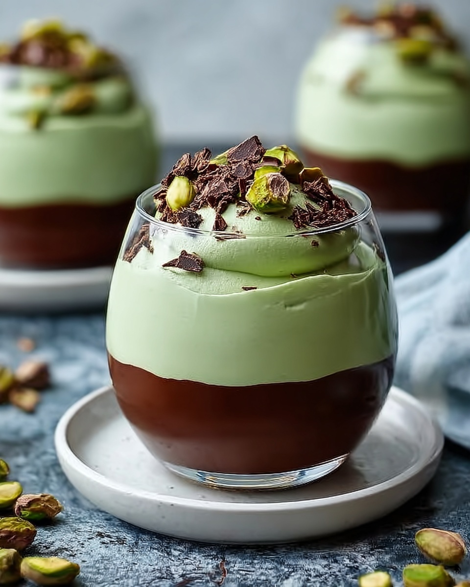 Elegant Pistachio Mousse with Chocolate Ganache Recipe - Recipe Image