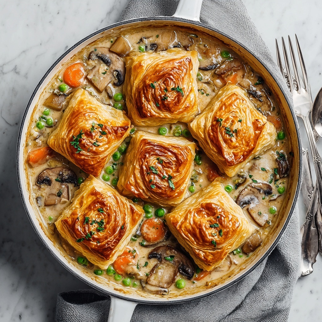 Creamy Vegetable Pot Pie with Puff Pastry Crust Recipe - Recipe Image