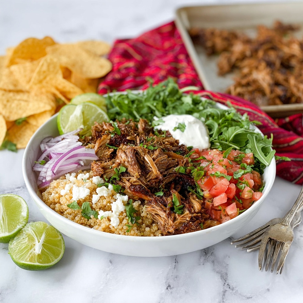Carnitas Bowl with Quinoa and Fresh Toppings Recipe - Recipe Image