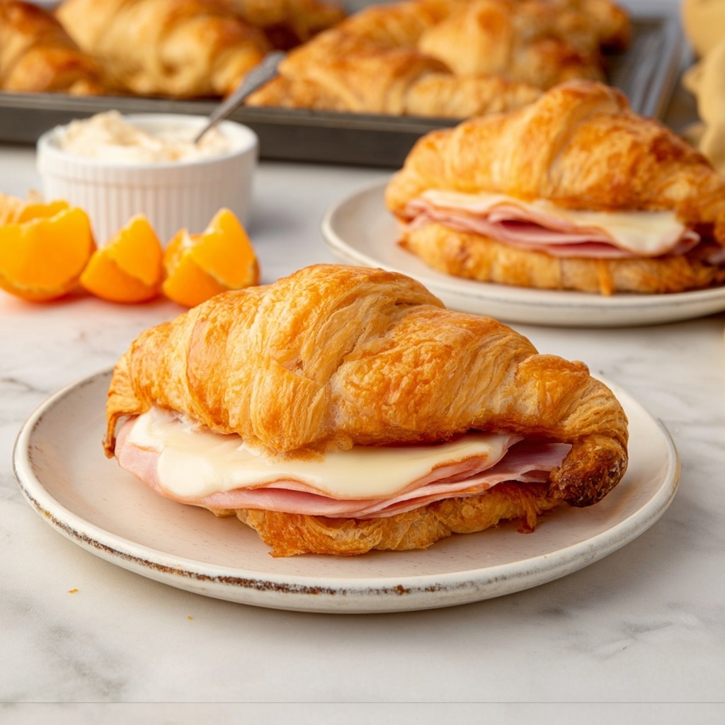 Baked Ham and Cheese Croissants Recipe - Recipe Image