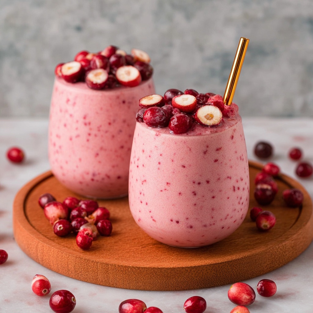 Cranberry Smoothie with Banana, Spices, and Greek Yogurt Recipe - Recipe Image