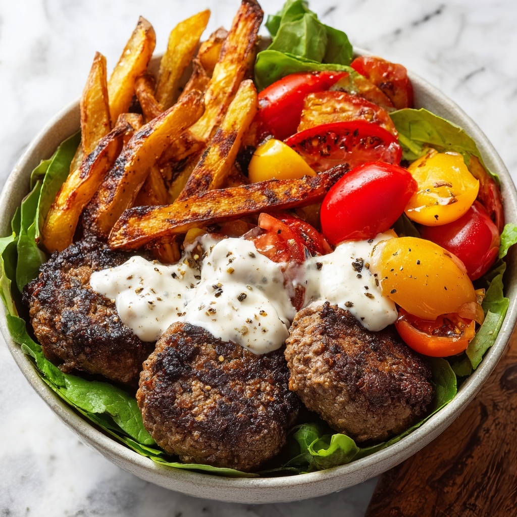Burger Bowls with Caramelized Onion Aioli Recipe - Recipe Image