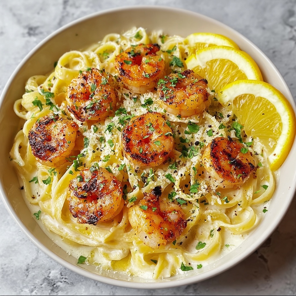 Creamy Garlic Shrimp Alfredo Pasta Recipe - Recipe Image