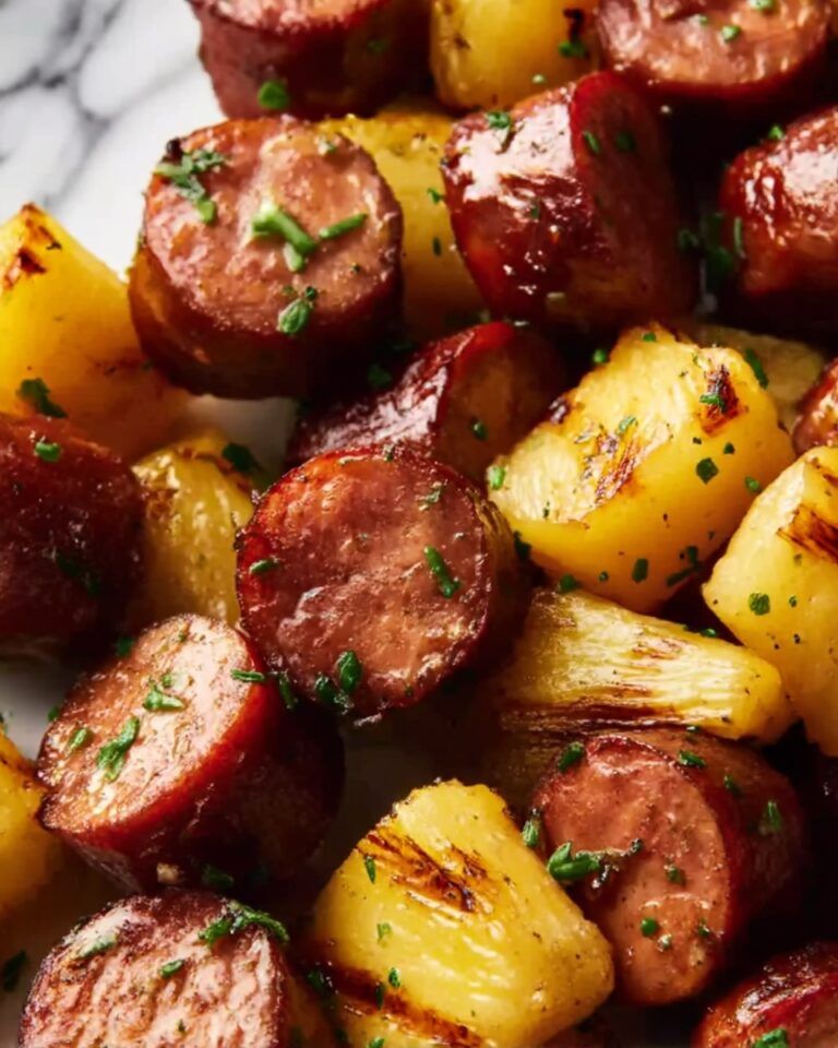 Pineapple Hasselback Kielbasa Bites Recipe
