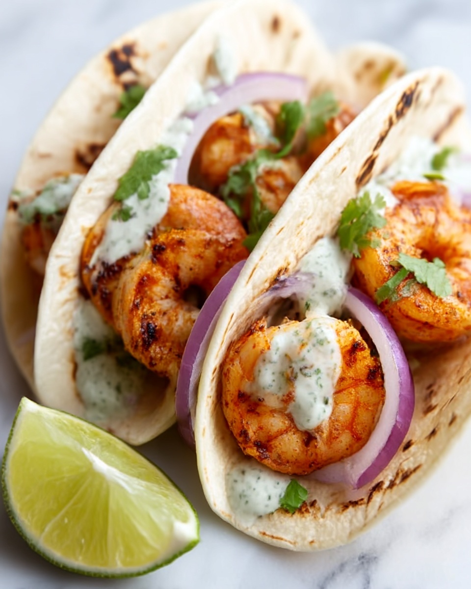 Quick Shrimp Tacos with Creamy Sauce and Fresh Lime Recipe - Recipe Image