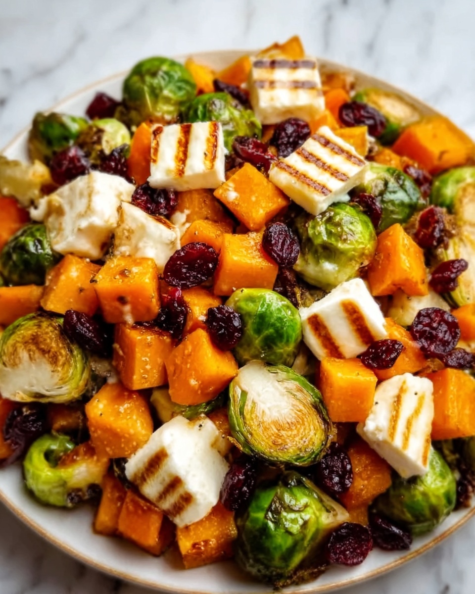 Cranberry-Glazed Roasted Butternut Squash, Brussels Sprouts, and Sweet Potato Salad Recipe - Recipe Image