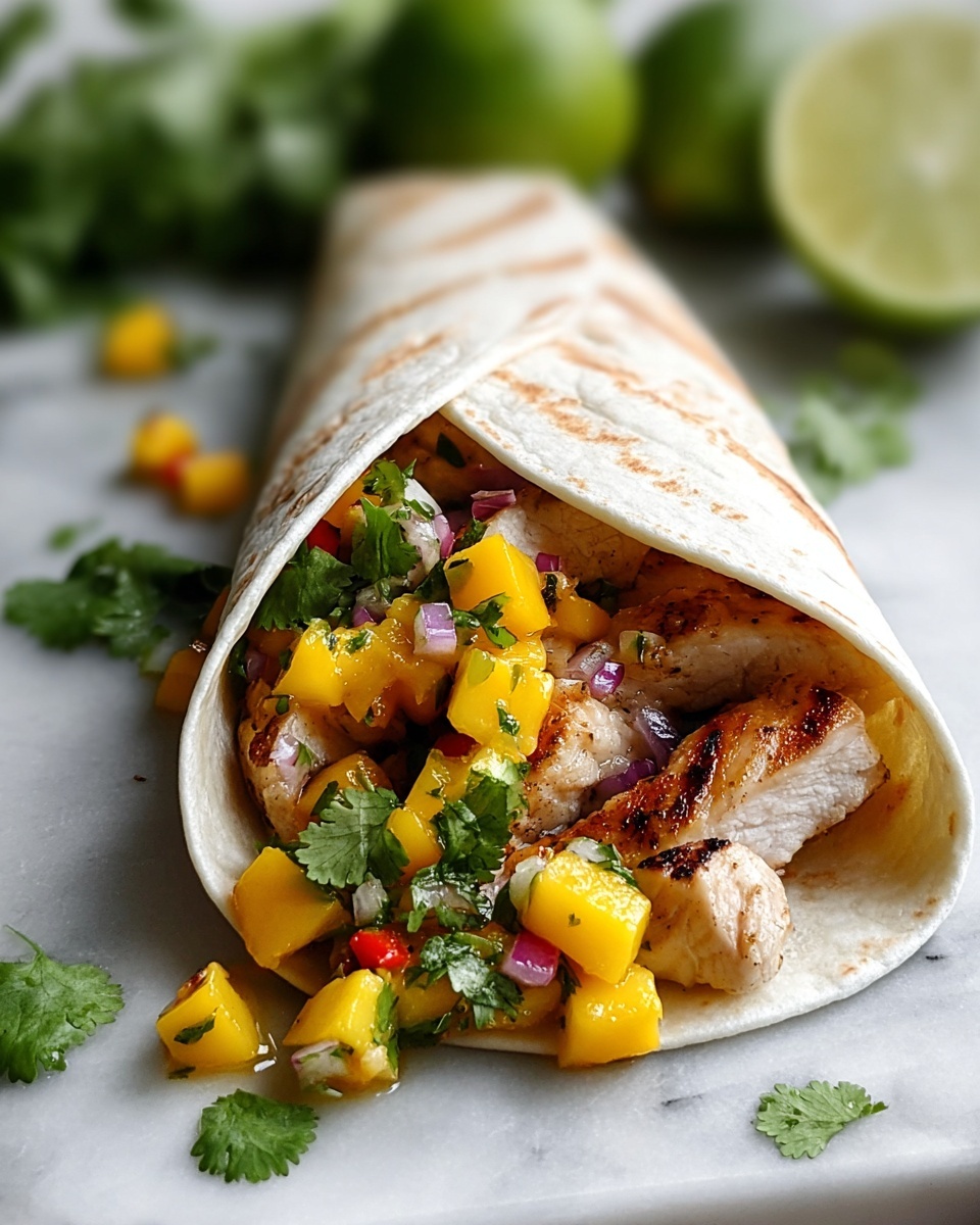 Jerk Chicken Burritos with Mango Salsa Recipe - Recipe Image